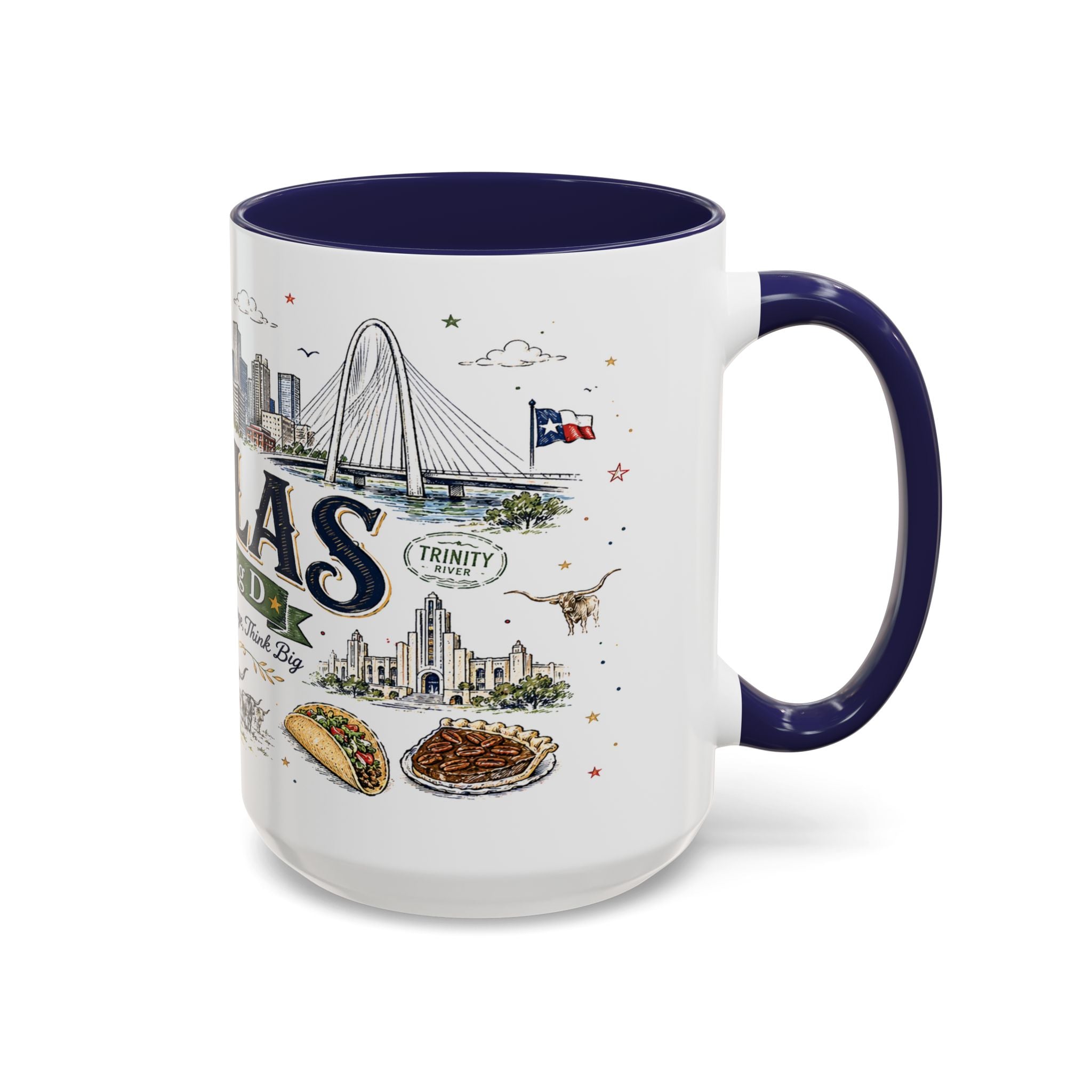 Dallas Coffee Mug | Texas Souvenir City Gift | Accent Color Ceramic 11oz 15oz