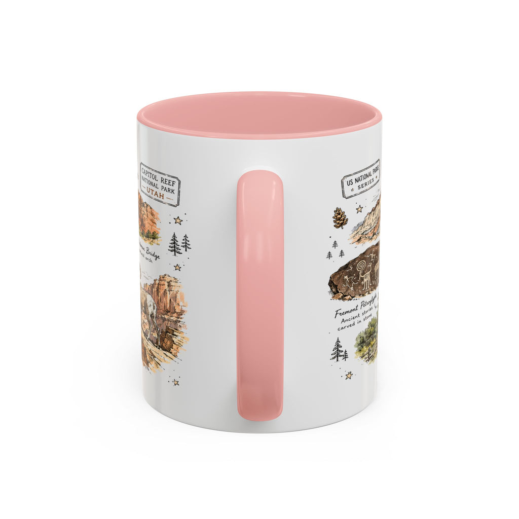 Capitol Reef National Park Coffee Mug | Utah Sandstone Canyon Hiking Gift | Accent Color Ceramic 11oz 15oz