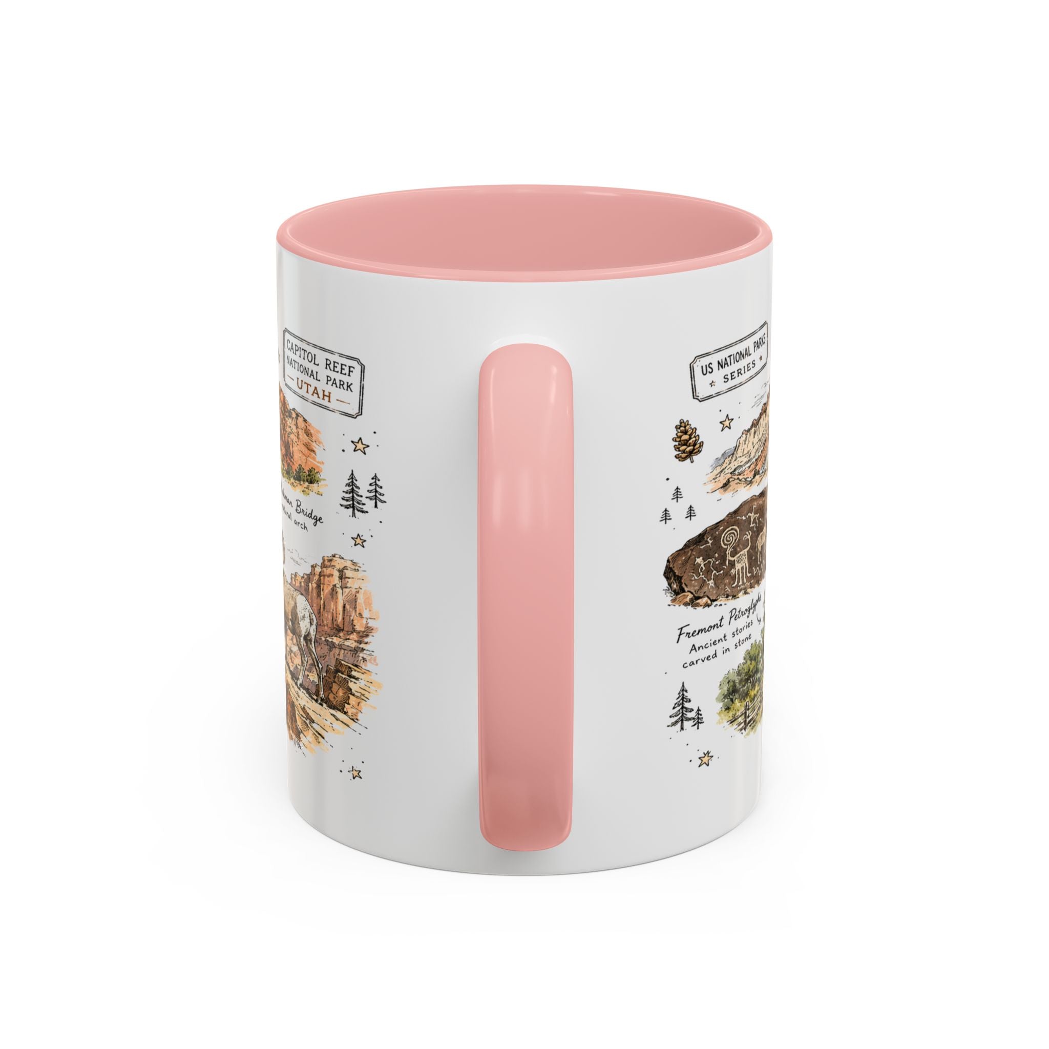 Capitol Reef National Park Coffee Mug | Utah Sandstone Canyon Hiking Gift | Accent Color Ceramic 11oz 15oz