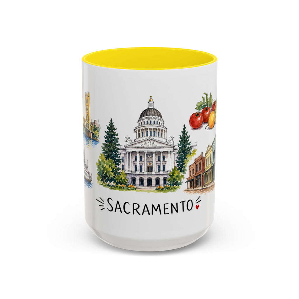 Sacramento Illustrated Travel Mug | City Souvenir Accent Coffee Mug | 11oz 15oz Ceramic Cup