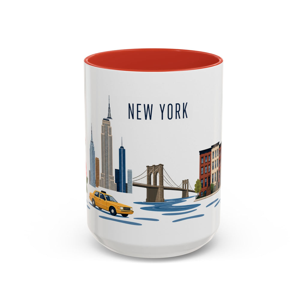 New York Coffee Mug | United States Travel Souvenir | Porcelain Decal City Gift | 11oz 15oz Accent Mug