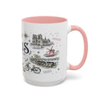 Paris Coffee Mug | France Souvenir Travel Gift | Accent Color Ceramic 11oz 15oz