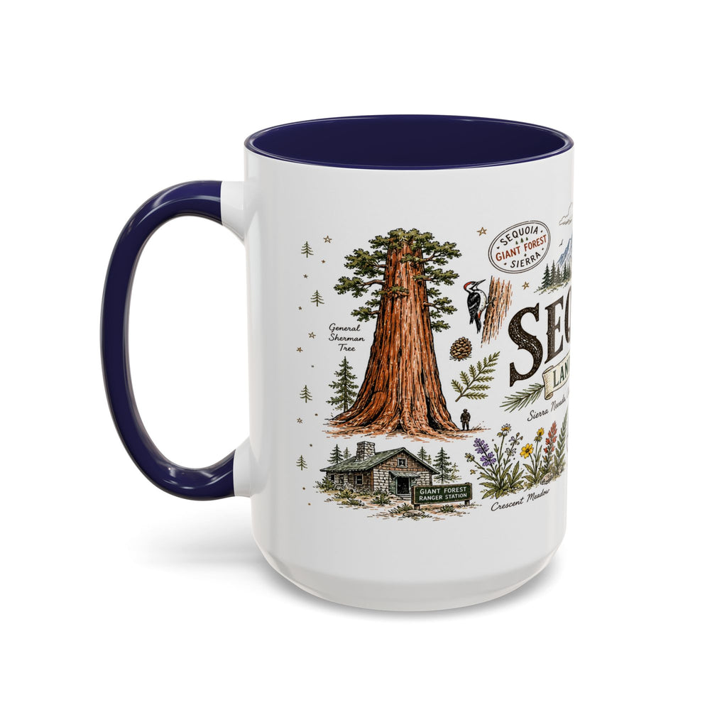 Sequoia Coffee Mug | National Park Hiking California Gift | Accent Color Ceramic 11oz 15oz