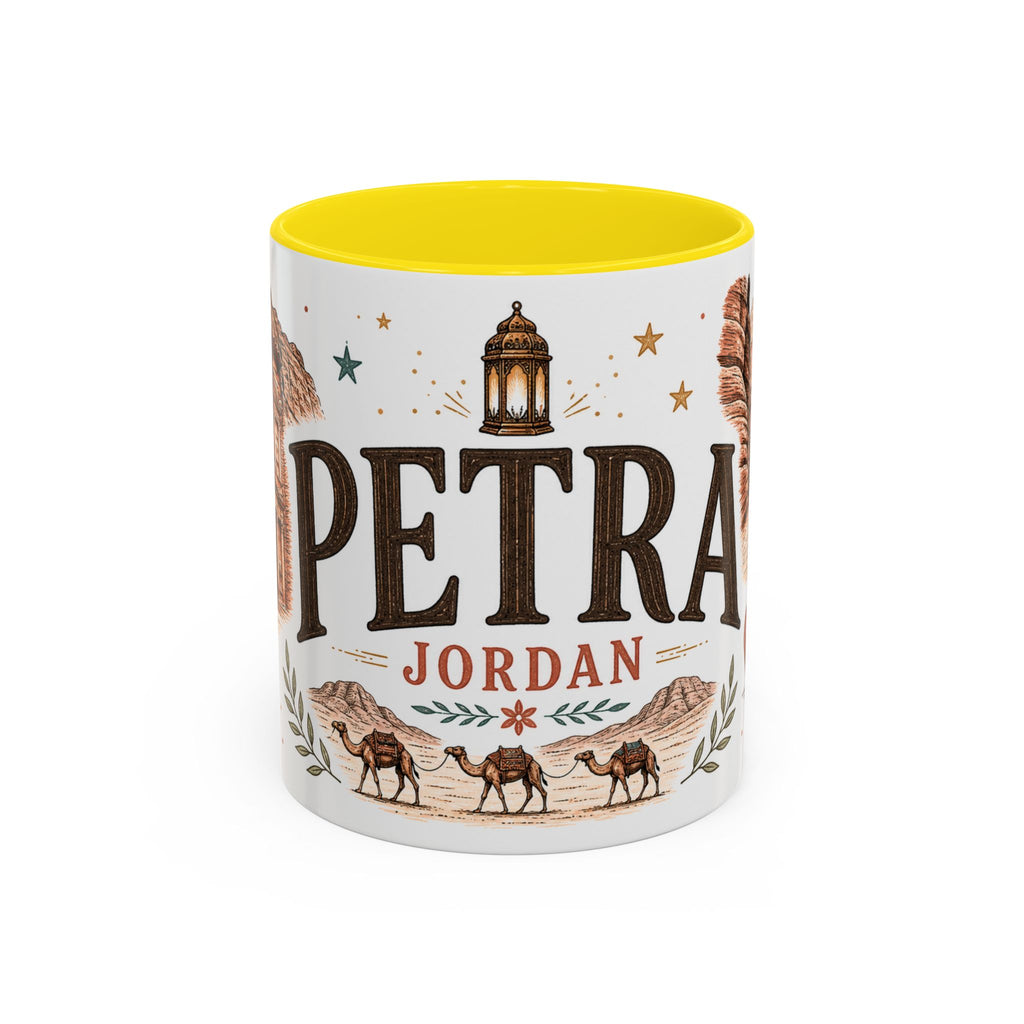 Petra Coffee Mug | Travel Destination Souvenir Gift | Accent Color Ceramic 11oz 15oz