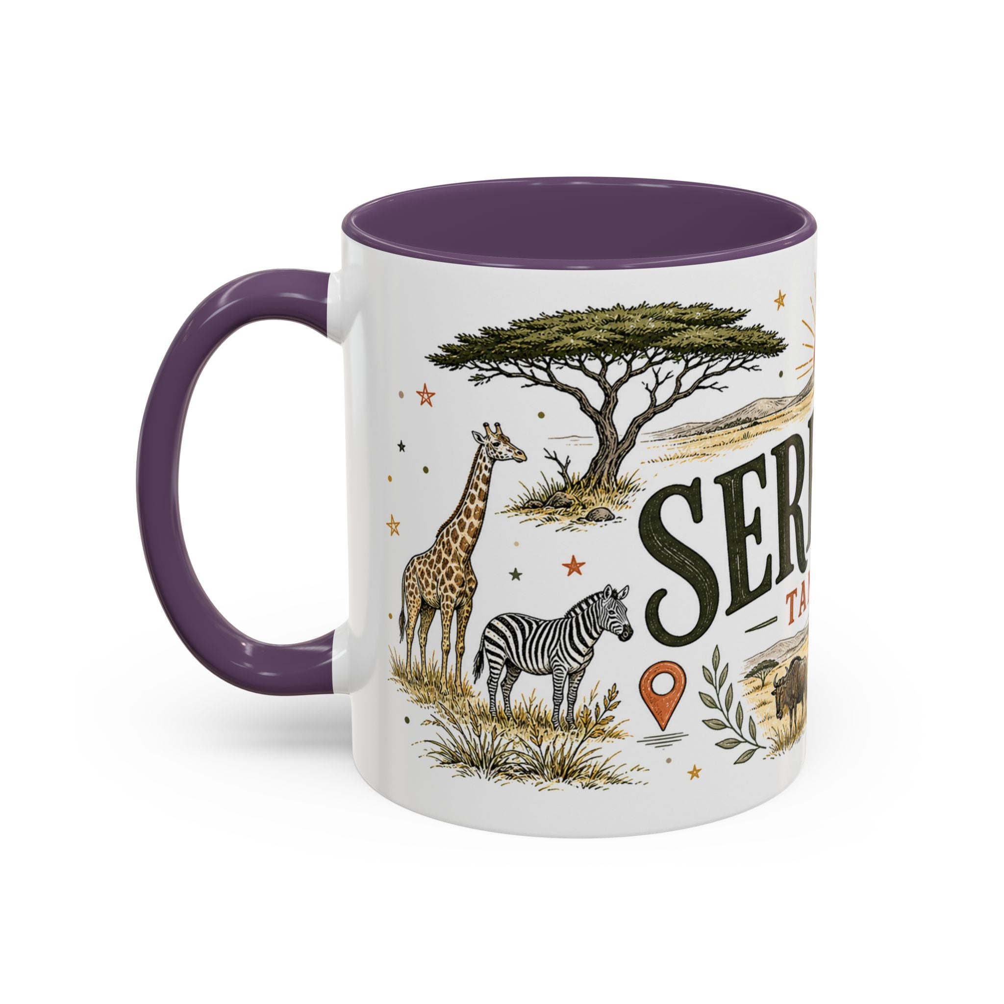 Serengeti Coffee Mug | Travel Destination Souvenir Gift | Accent Color Ceramic 11oz 15oz