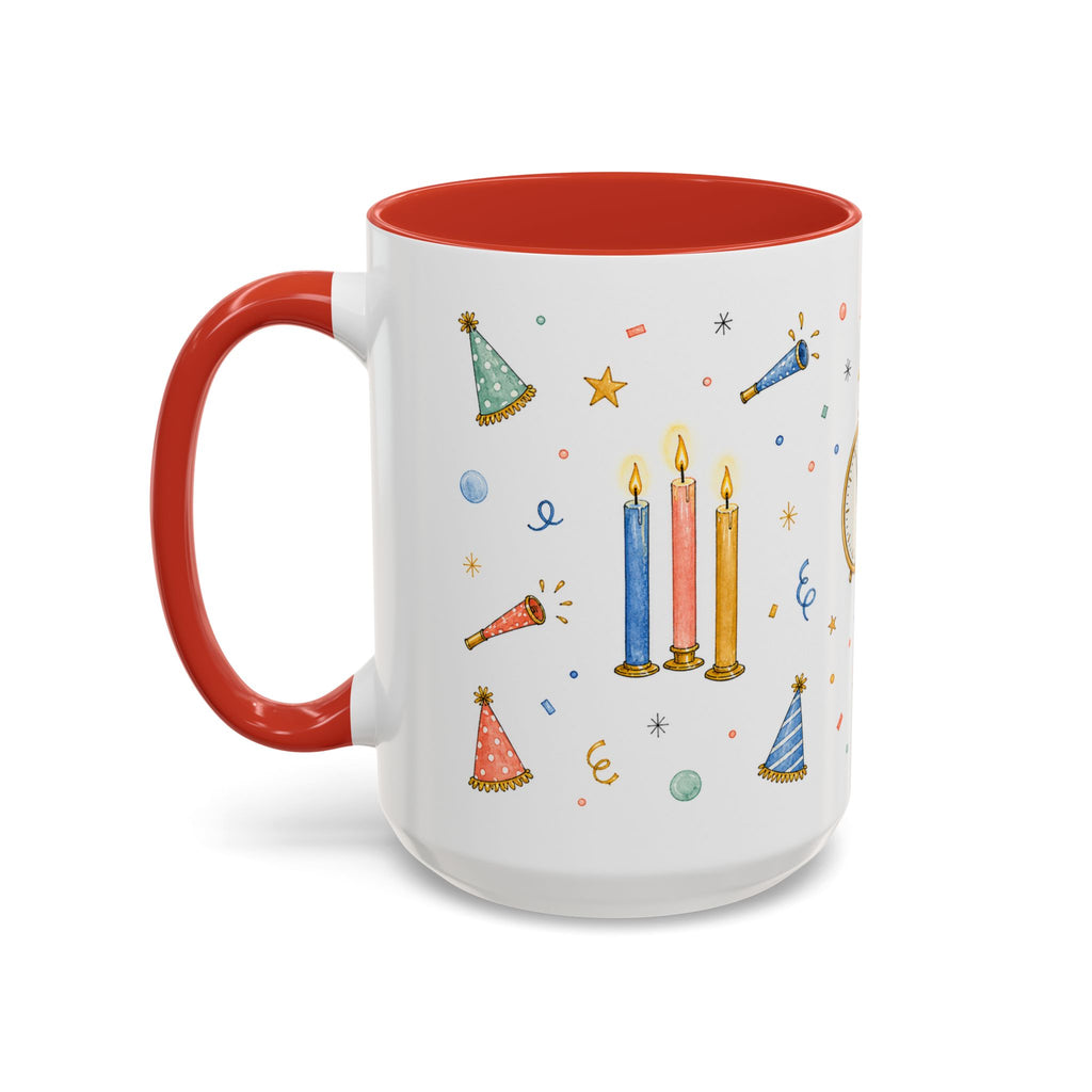 New Year Midnight Mug | Candle Firework Watercolor Party Gift | Accent Cup 11oz 15oz