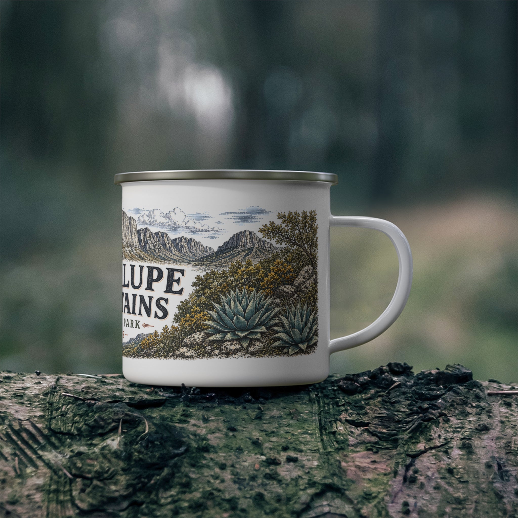 Guadalupe Mountains National Park Vintage Enamel Camping Mug | 12oz National Park Hiking Gift