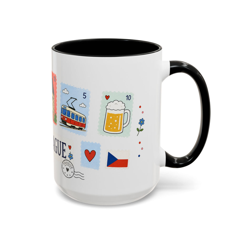 Prague Coffee Mug | Postage Stamp Collage Mug | Travel Souvenir Accent Cup 11oz 15oz