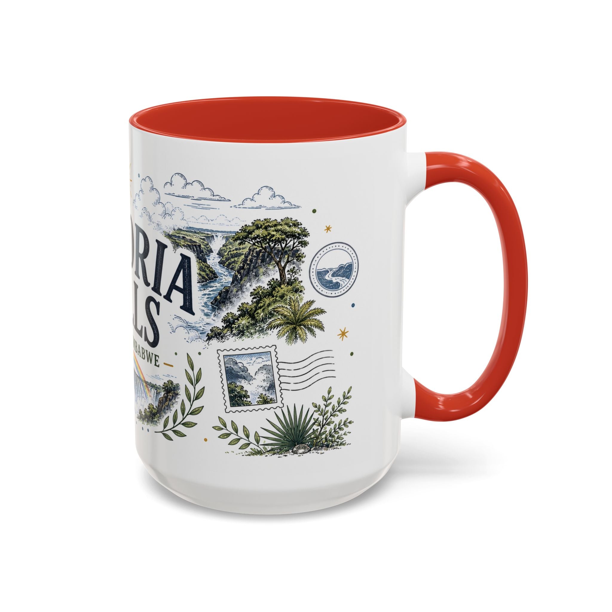 Victoria Falls Coffee Mug | Travel Destination Souvenir Gift | Accent Color Ceramic 11oz 15oz