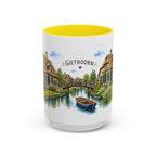 Giethoorn Illustrated Travel Mug | Netherlands Souvenir Accent Coffee Mug | 11oz 15oz Ceramic Cup