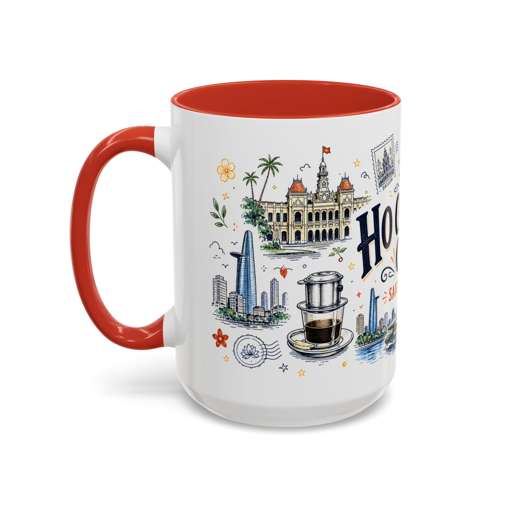 Ho Chi Minh City Coffee Mug | Vietnam Souvenir Travel Gift | Accent Color Ceramic 11oz 15oz