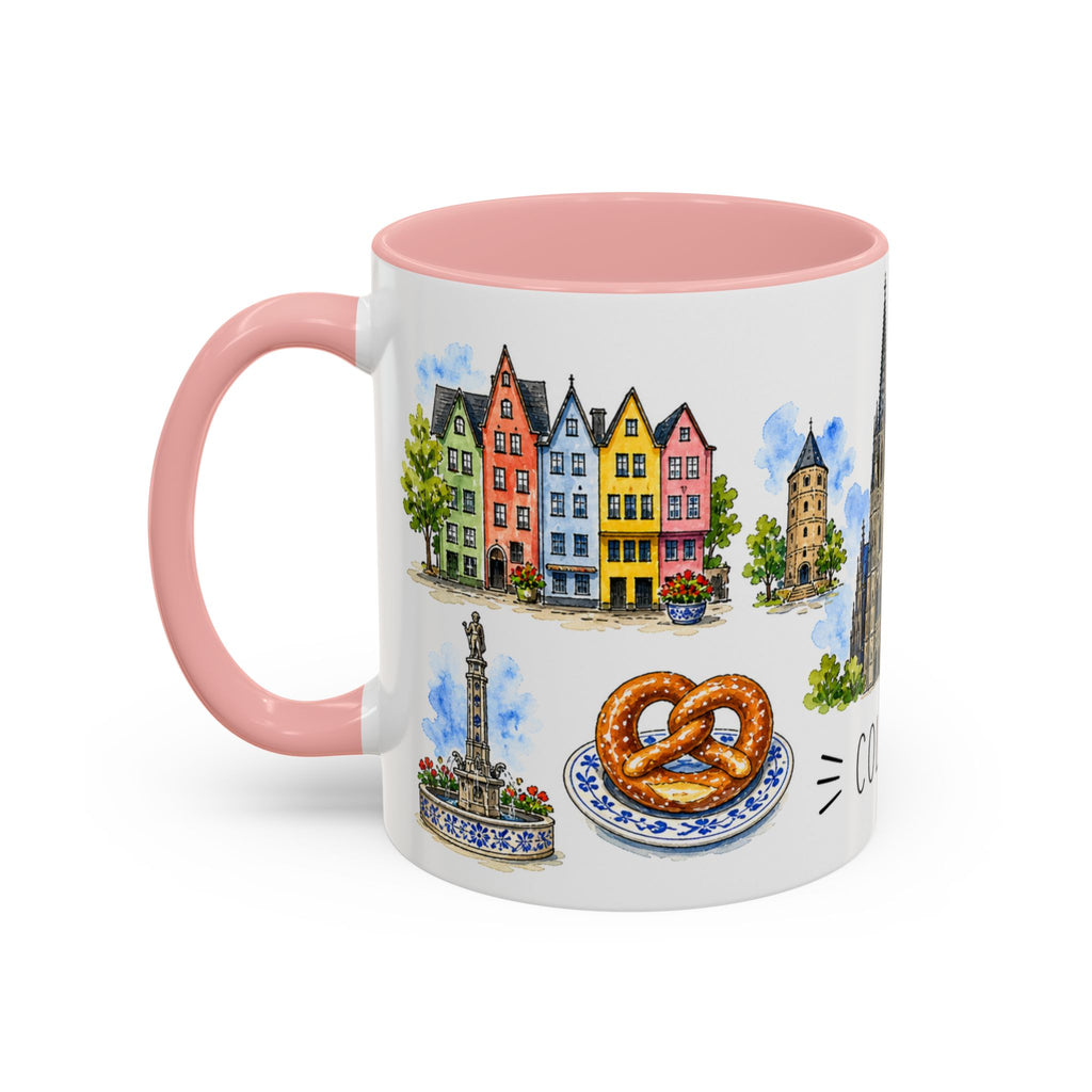 Cologne Illustrated Travel Mug | City Souvenir Accent Coffee Mug | 11oz 15oz Ceramic Cup