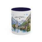 Hallstatt Illustrated Travel Mug | Austria Souvenir Accent Coffee Mug | 11oz 15oz Ceramic Cup