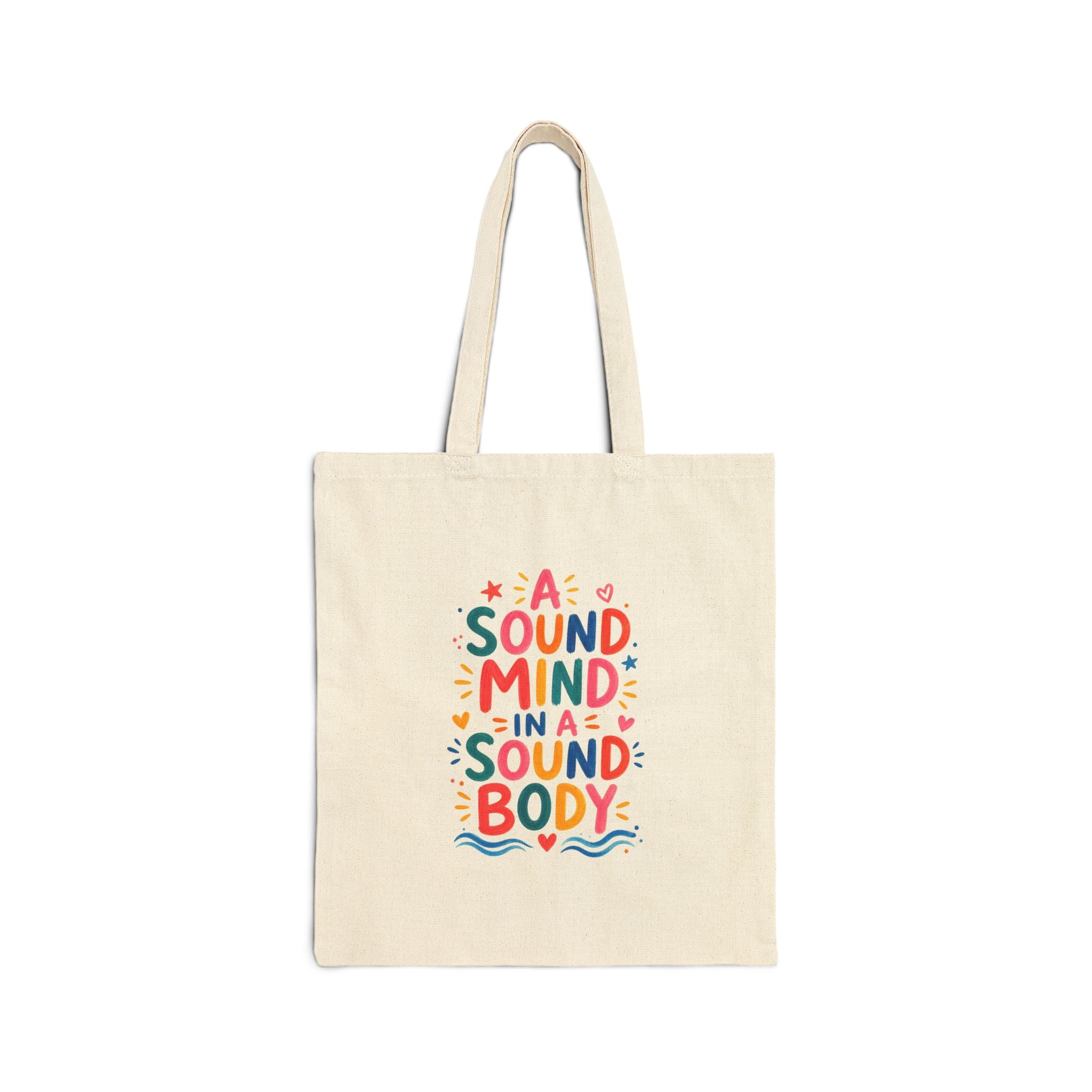 A Sound Mind In A Sound Body Tote Bag | Ancient Wisdom Quote Canvas Bag | Colorful Philosophy Gift