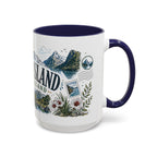 New Zealand South Island Coffee Mug | Travel Destination Souvenir Gift | Accent Color Ceramic 11oz 15oz