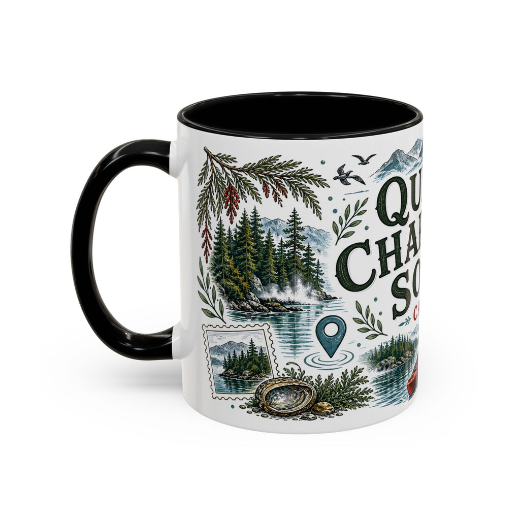Queen Charlotte Sound Coffee Mug | Travel Destination Souvenir Gift | Accent Color Ceramic 11oz 15oz