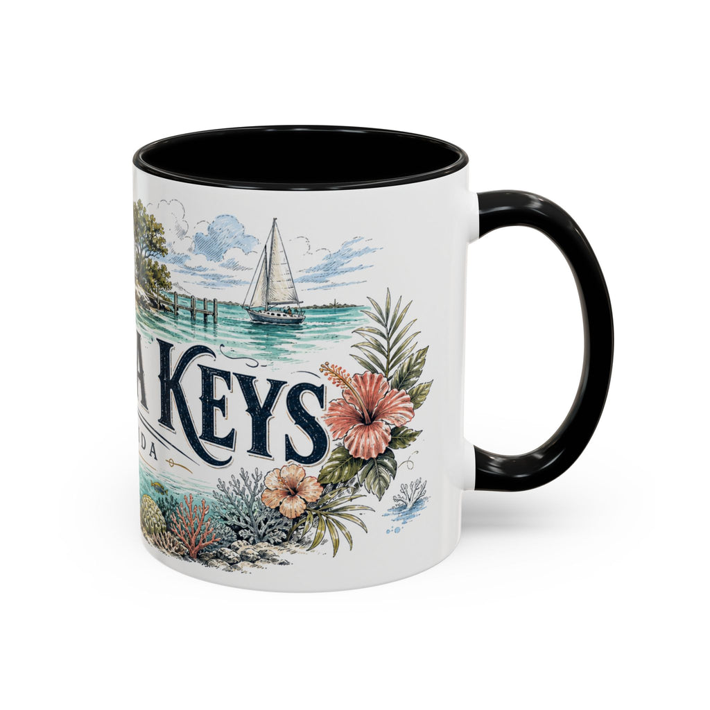 Florida Keys Mug, Florida Travel Souvenir, Bucket List Gift, Accent Ceramic Coffee Mug 11oz 15oz