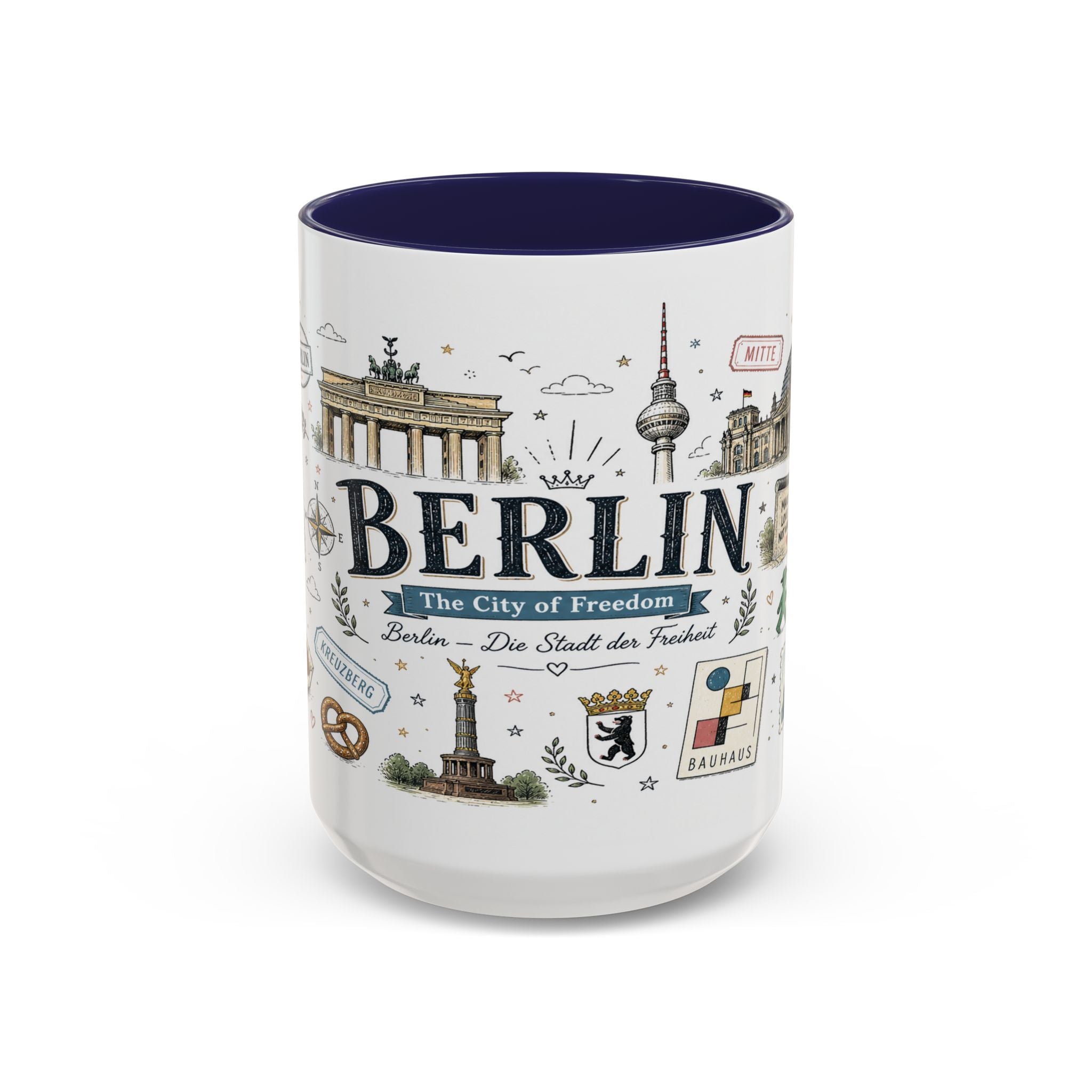 Berlin Coffee Mug | Germany Souvenir Travel Gift | Accent Color Ceramic 11oz 15oz