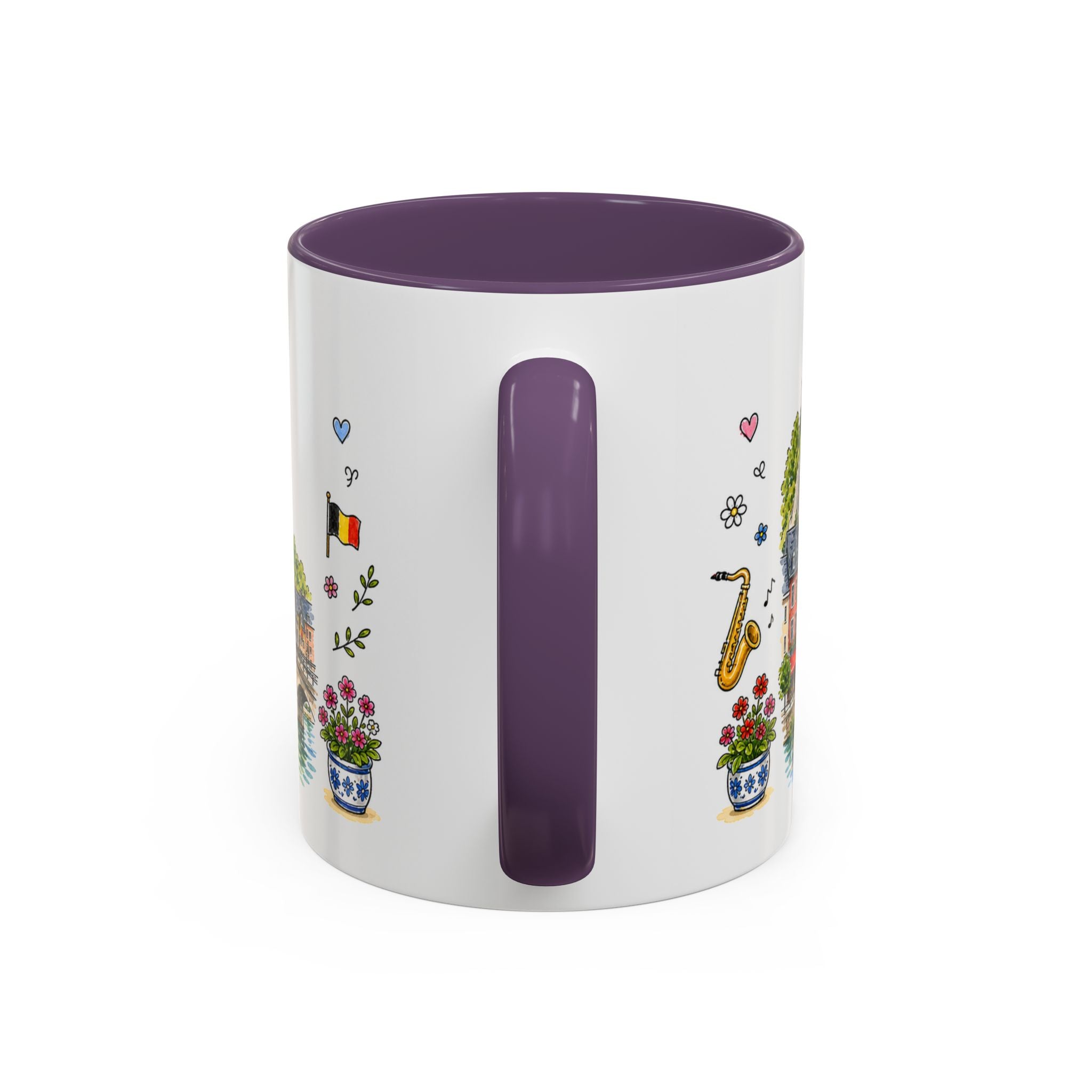 Dinant Illustrated Travel Mug | Belgium Souvenir Accent Coffee Mug | 11oz 15oz Ceramic Cup