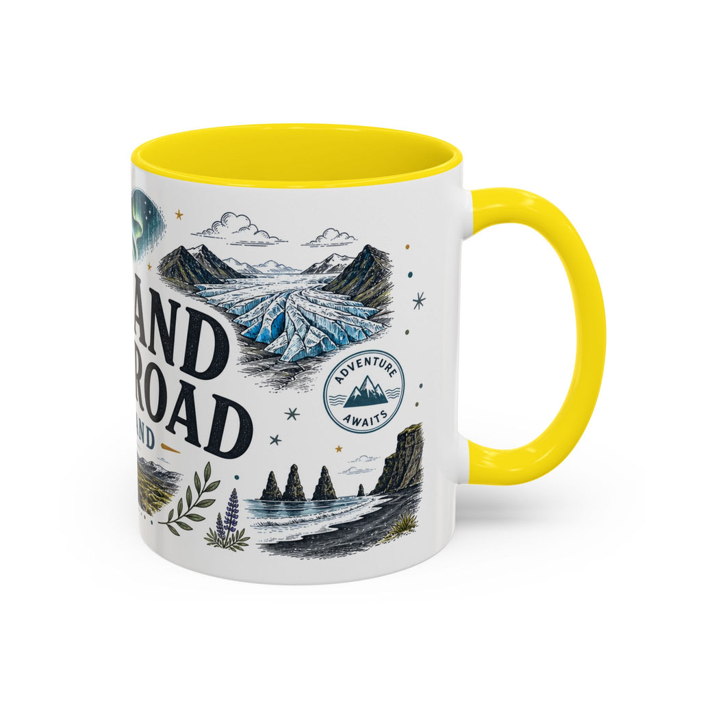 Iceland Ring Road Coffee Mug | Travel Destination Souvenir Gift | Accent Color Ceramic 11oz 15oz