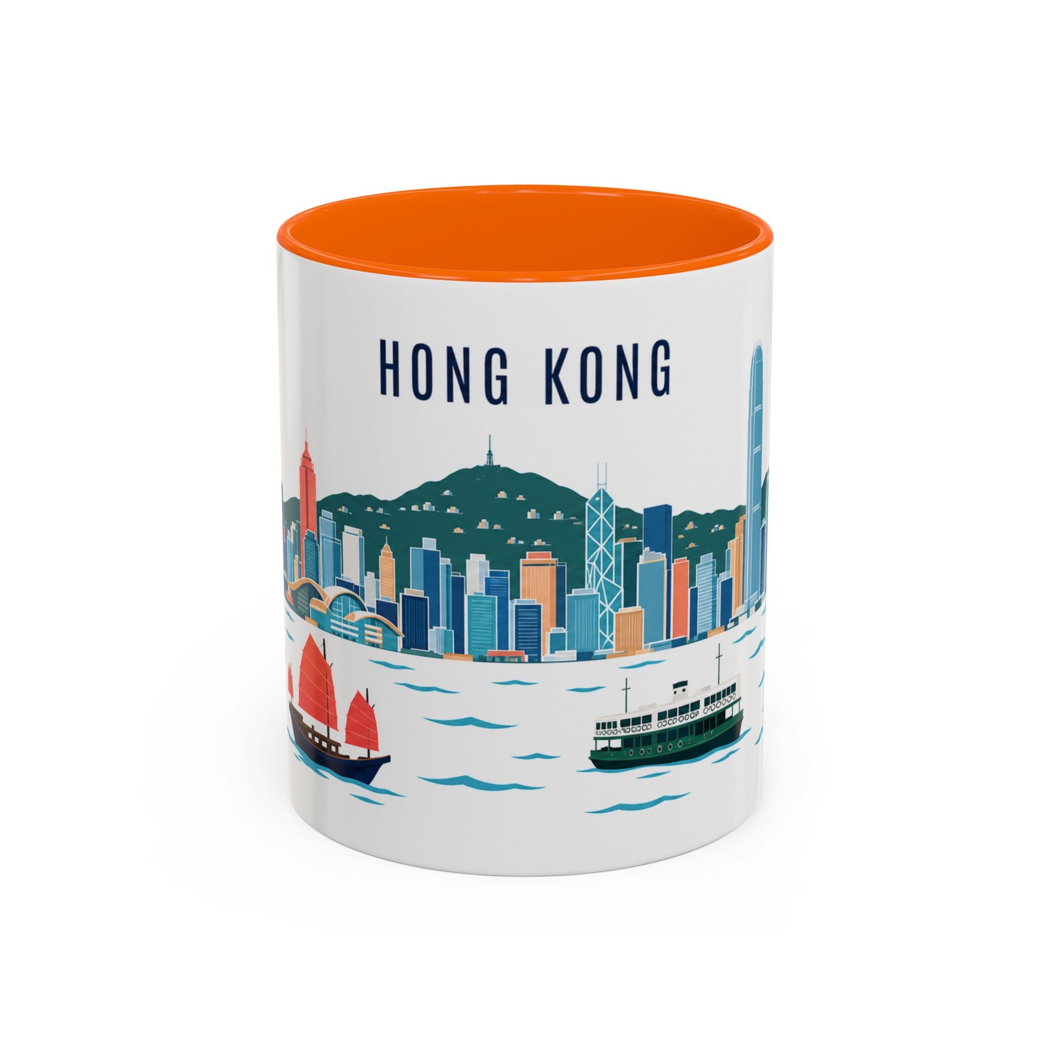 Hong Kong Coffee Mug | Hong Kong Travel Souvenir | Porcelain Decal City Gift | 11oz 15oz Accent Mug