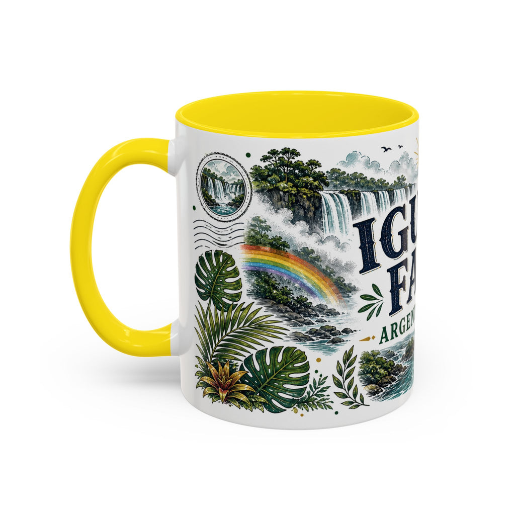 Iguazu Falls Coffee Mug | Travel Destination Souvenir Gift | Accent Color Ceramic 11oz 15oz
