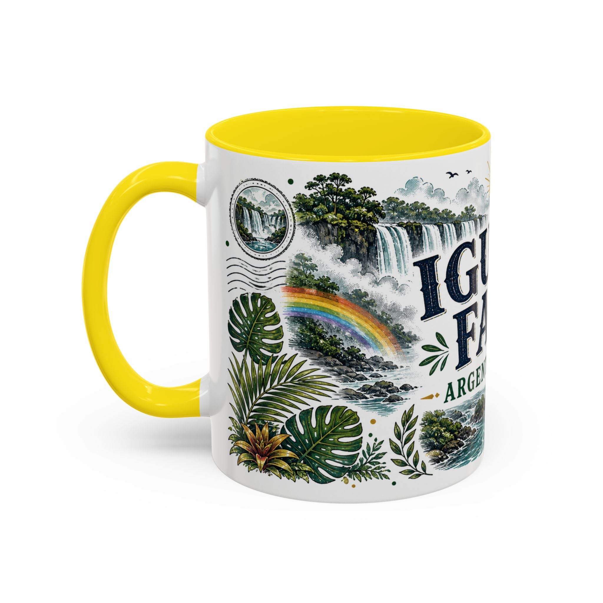 Iguazu Falls Coffee Mug | Travel Destination Souvenir Gift | Accent Color Ceramic 11oz 15oz