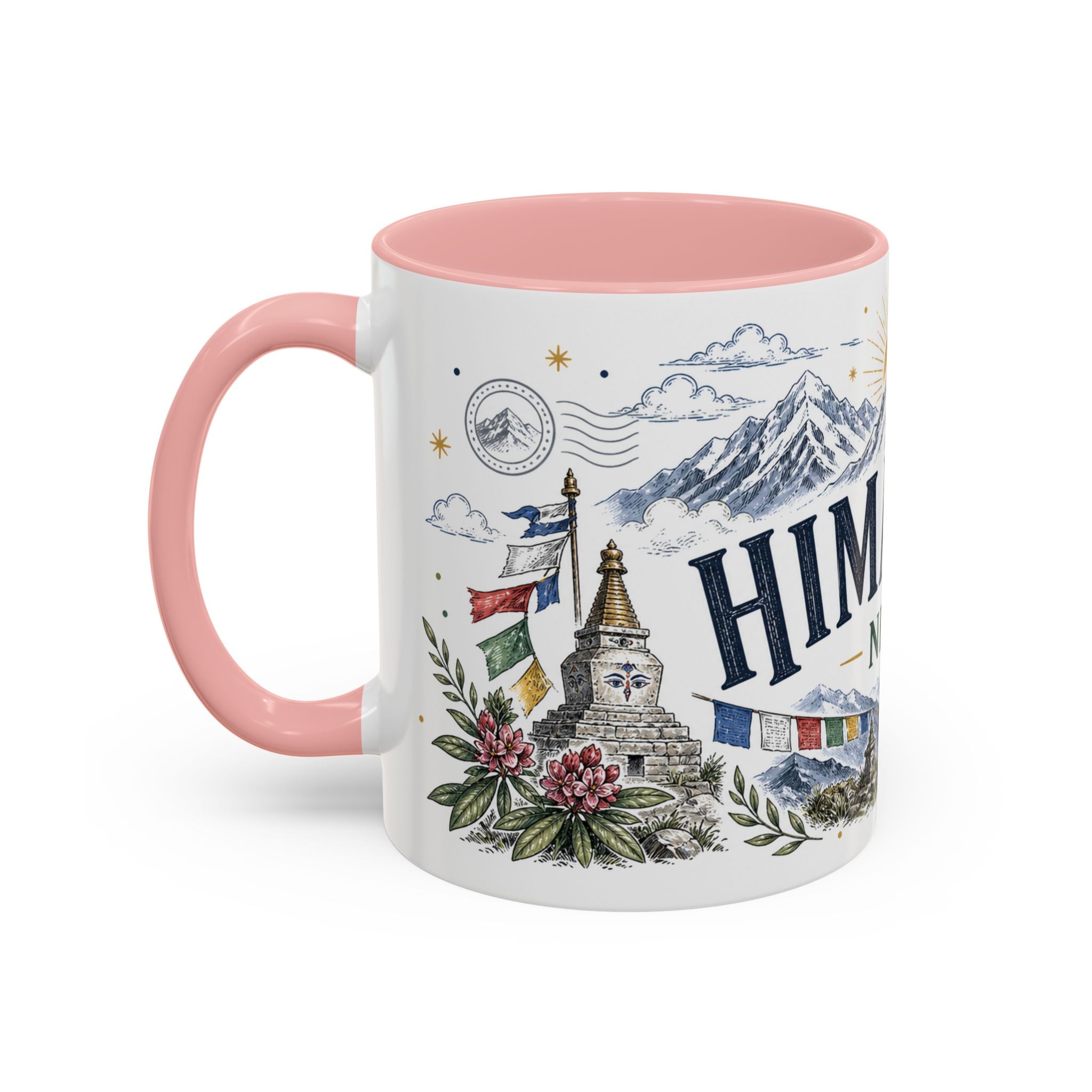 Himalaya Coffee Mug | Travel Destination Souvenir Gift | Accent Color Ceramic 11oz 15oz