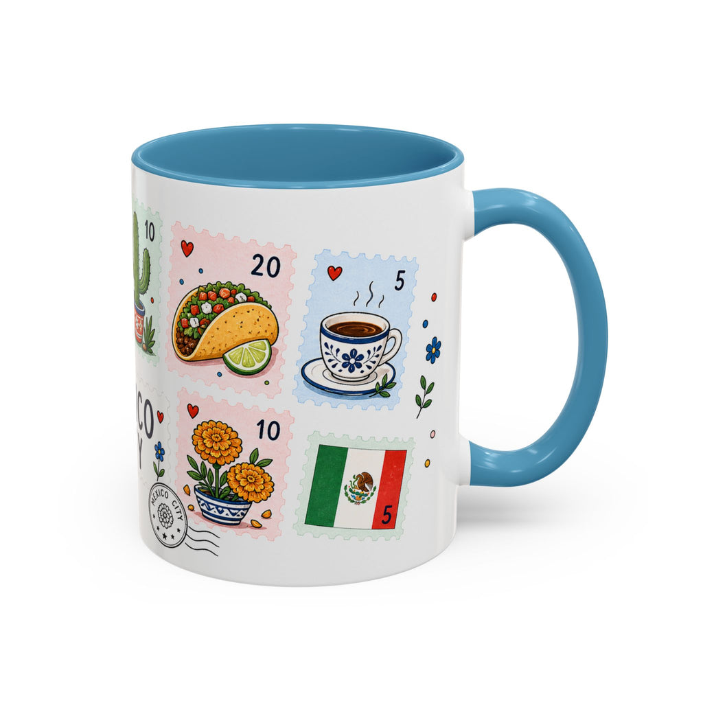 Mexico City Coffee Mug | Postage Stamp Collage Mug | Travel Souvenir Accent Cup 11oz 15oz