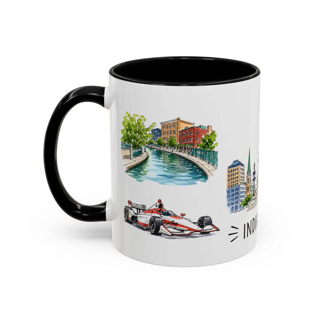 Indianapolis Illustrated Travel Mug | City Souvenir Accent Coffee Mug | 11oz 15oz Ceramic Cup