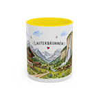Lauterbrunnen Illustrated Travel Mug | Switzerland Souvenir Accent Coffee Mug | 11oz 15oz Ceramic Cup