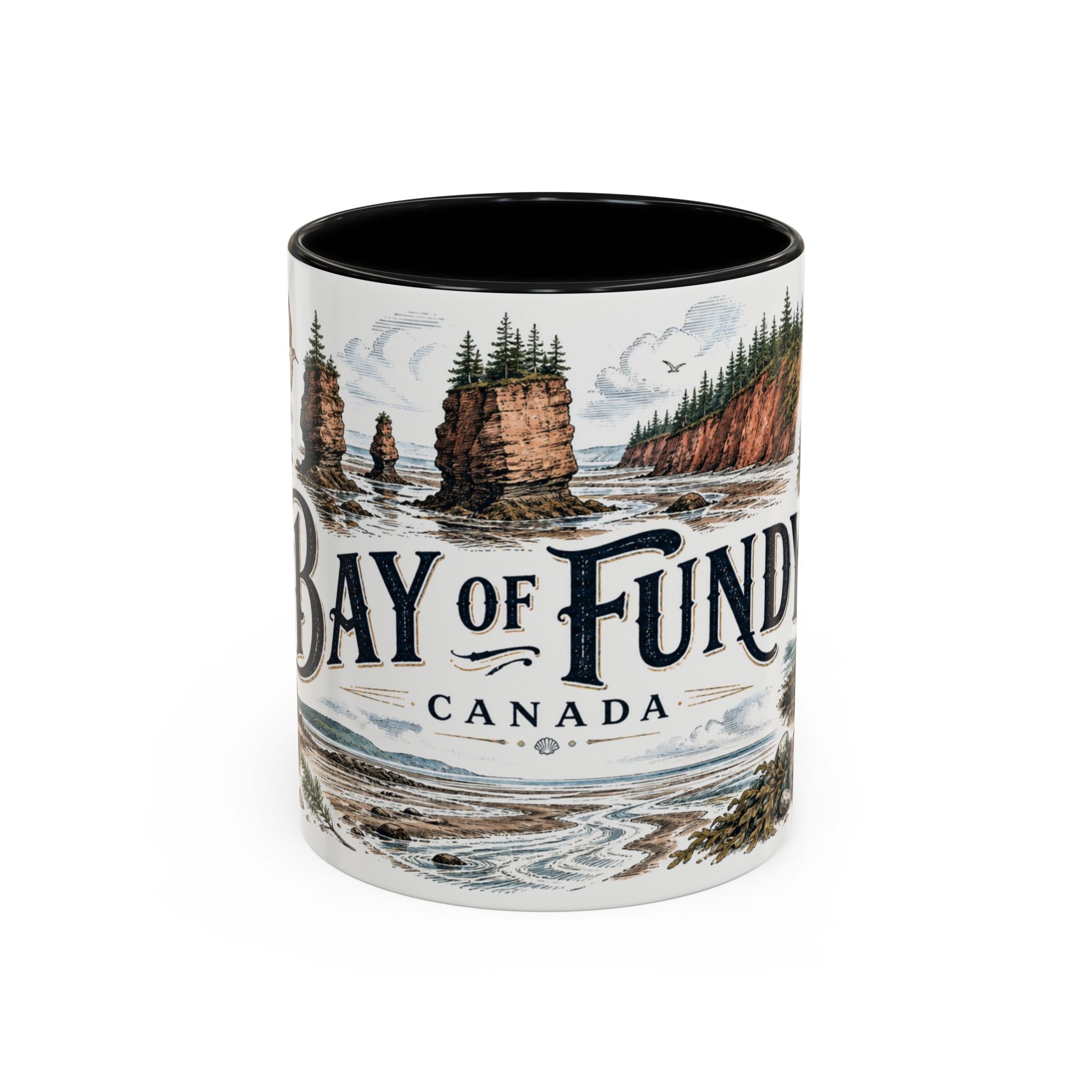 Bay of Fundy Mug, Canada Travel Souvenir, Bucket List Gift, Accent Ceramic Coffee Mug 11oz 15oz