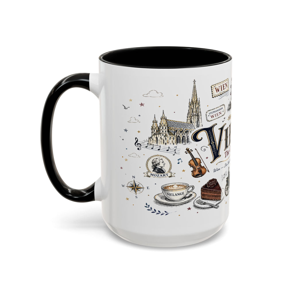 Vienna Coffee Mug | Austria Souvenir Travel Gift | Accent Color Ceramic 11oz 15oz