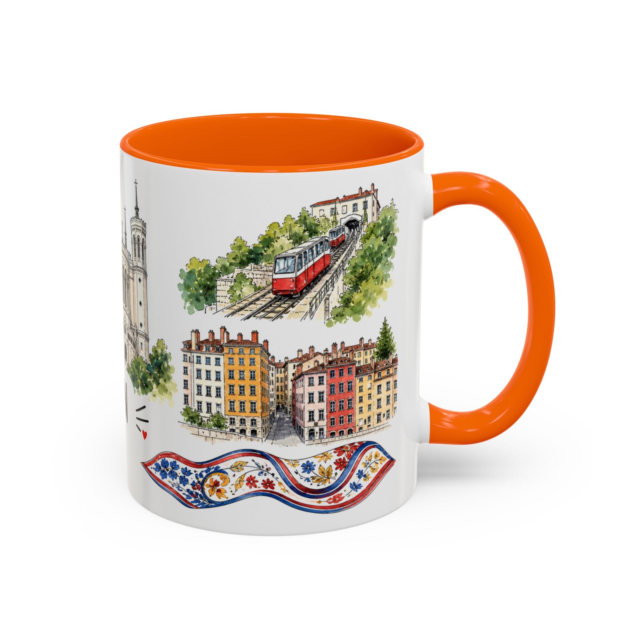 Lyon Illustrated Travel Mug | City Souvenir Accent Coffee Mug | 11oz 15oz Ceramic Cup
