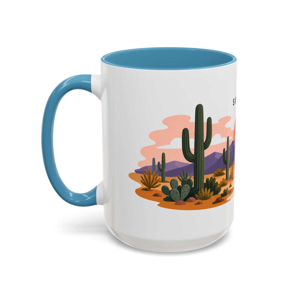 Saguaro National Park Coffee Mug | Solid Color Block Park Souvenir | 11oz 15oz Accent Mug