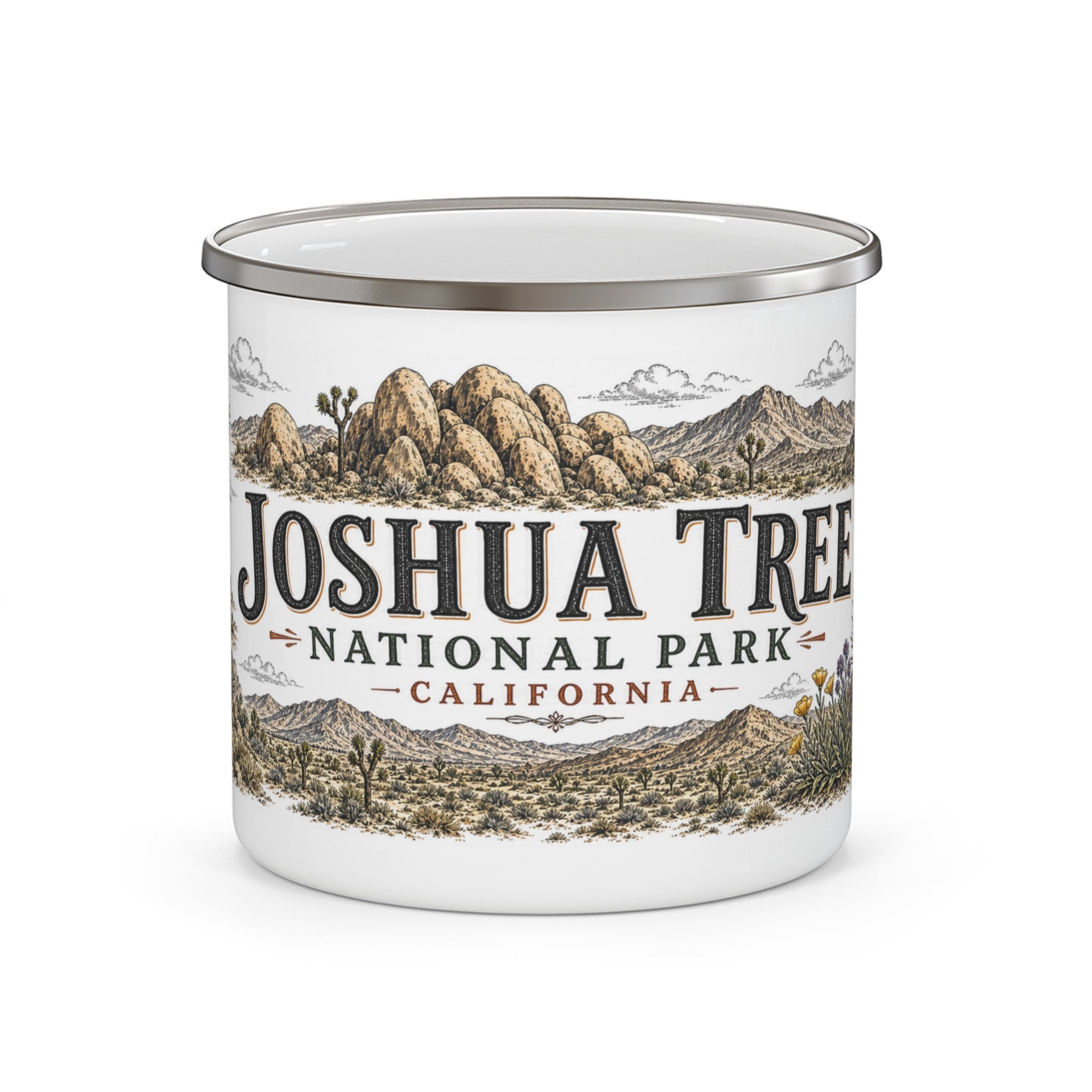 Joshua Tree National Park Vintage Enamel Camping Mug | 12oz National Park Hiking Gift