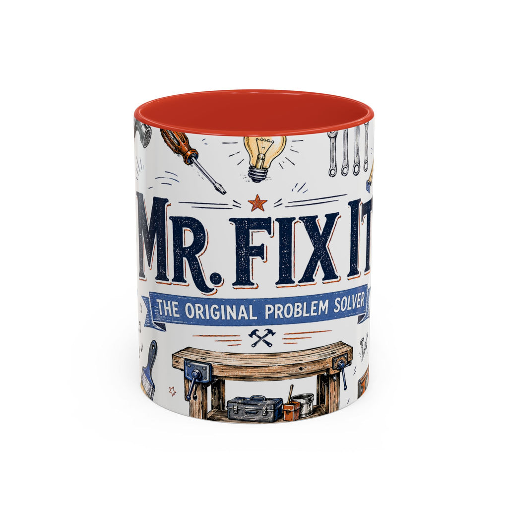 Mr Fix It Coffee Mug | Father's Day Gift for Dad | Accent Color Ceramic 11oz 15oz