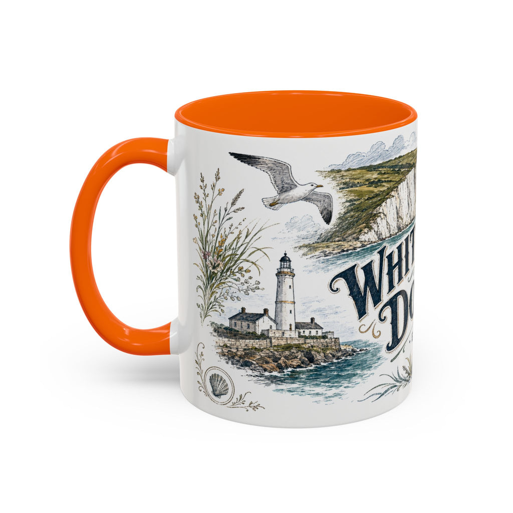 White Cliffs of Dover Mug, England Travel Souvenir, Bucket List Gift, Accent Ceramic Coffee Mug 11oz 15oz