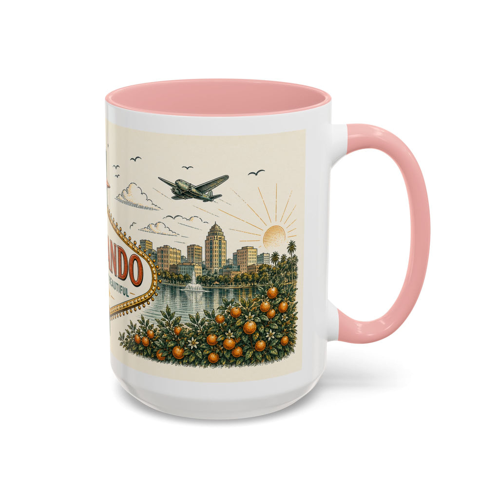 Orlando Coffee Mug | United States Travel Souvenir | Vintage Illustrated City Gift | 11 oz 15 oz Accent Mug