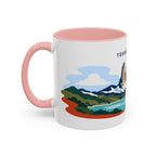 Torres del Paine Coffee Mug | Travel Destination Souvenir Gift | Accent Color Ceramic 11oz 15oz