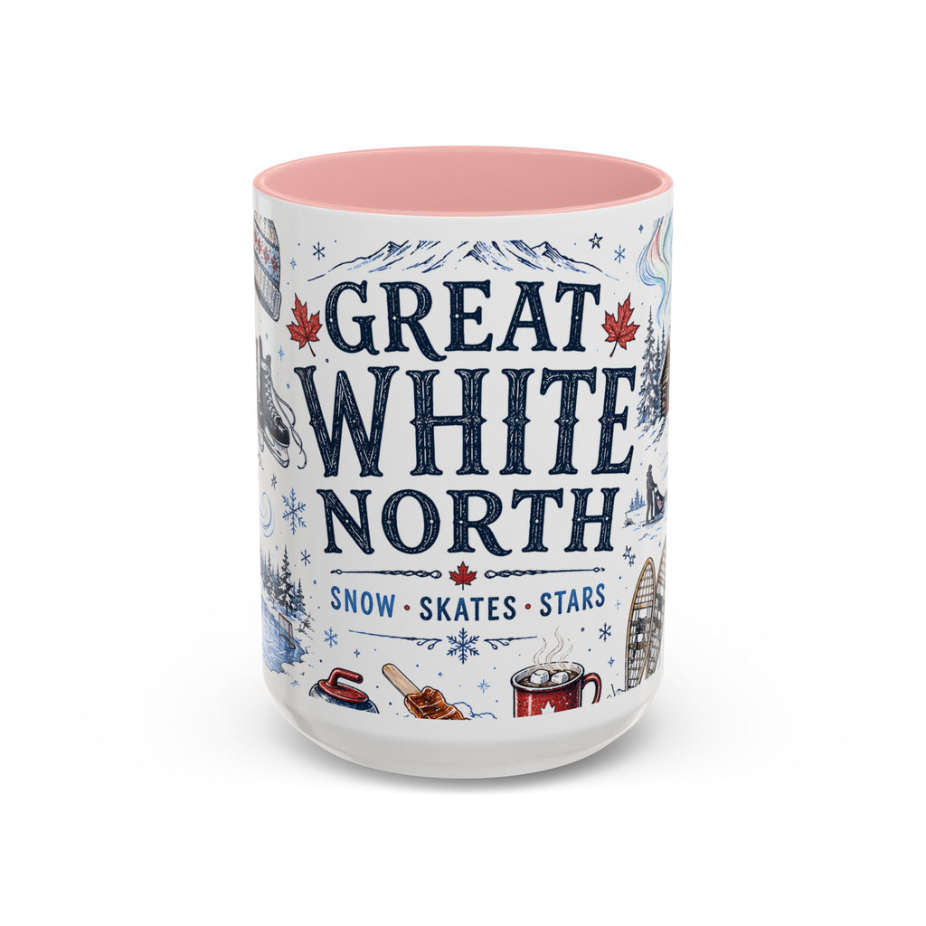 Great White North Coffee Mug | Canadian Pride Gift | Accent Color Ceramic 11oz 15oz