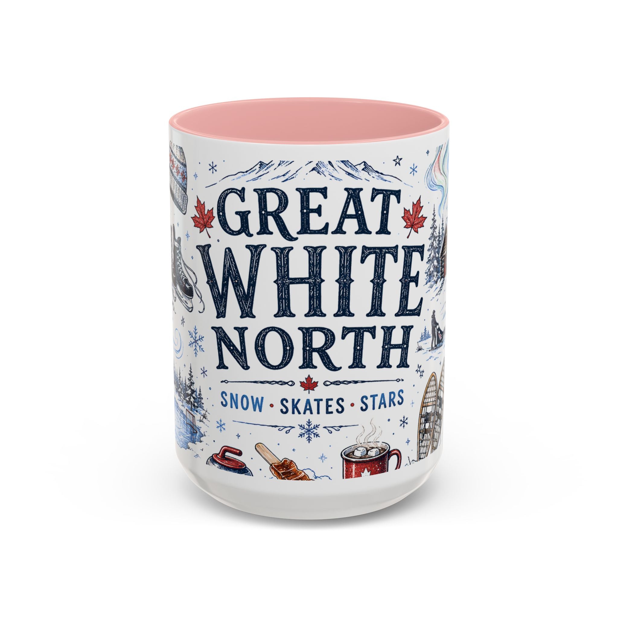 Great White North Coffee Mug | Canadian Pride Gift | Accent Color Ceramic 11oz 15oz