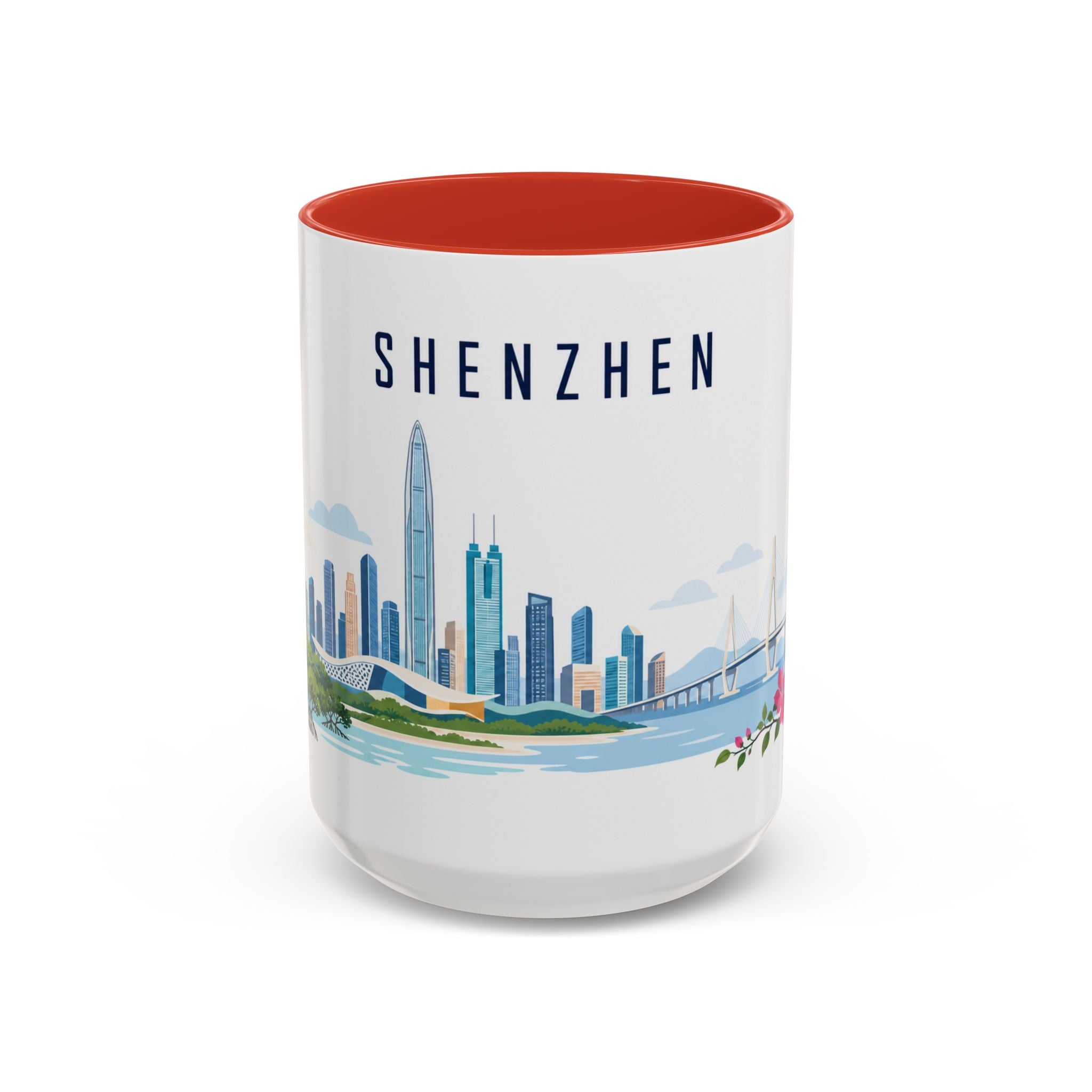 Shenzhen Coffee Mug | China Travel Souvenir | Porcelain Decal City Gift | 11oz 15oz Accent Mug