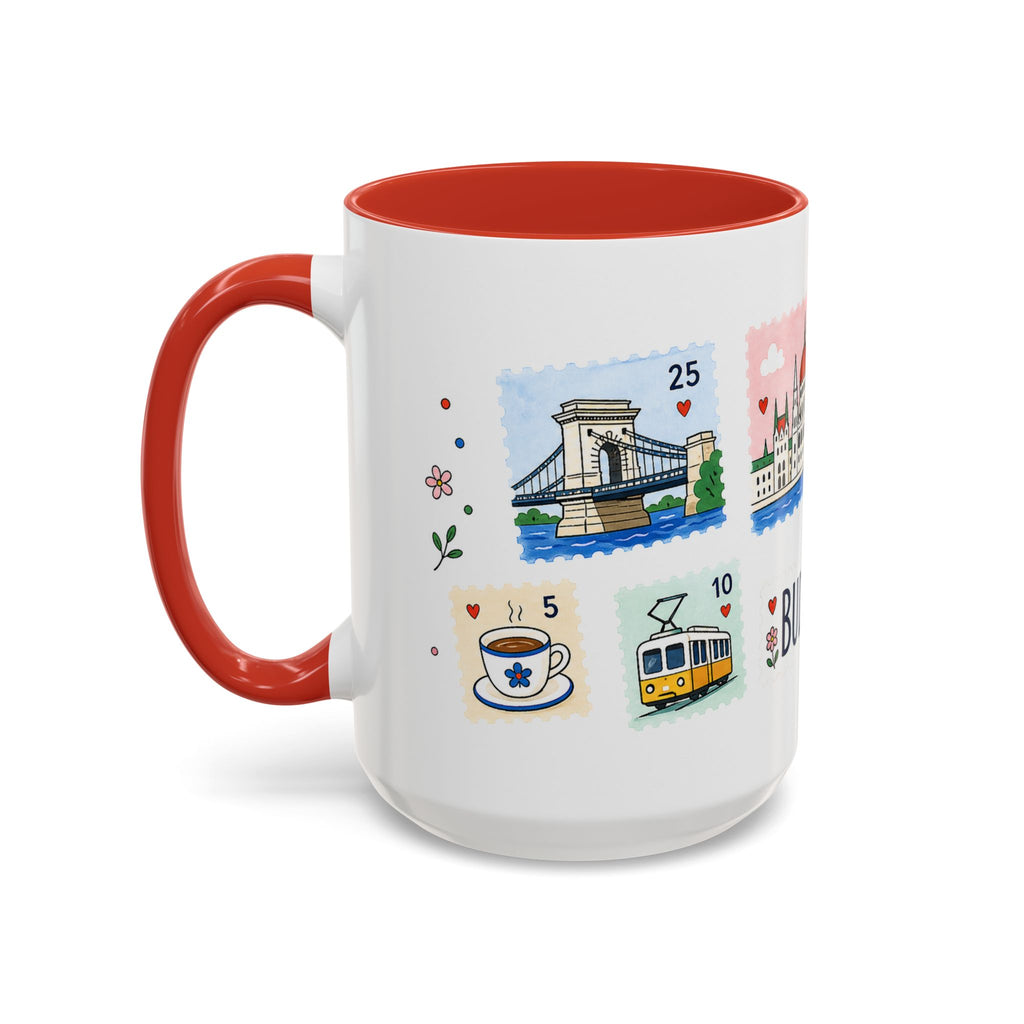 Budapest Coffee Mug | Postage Stamp Collage Mug | Travel Souvenir Accent Cup 11oz 15oz
