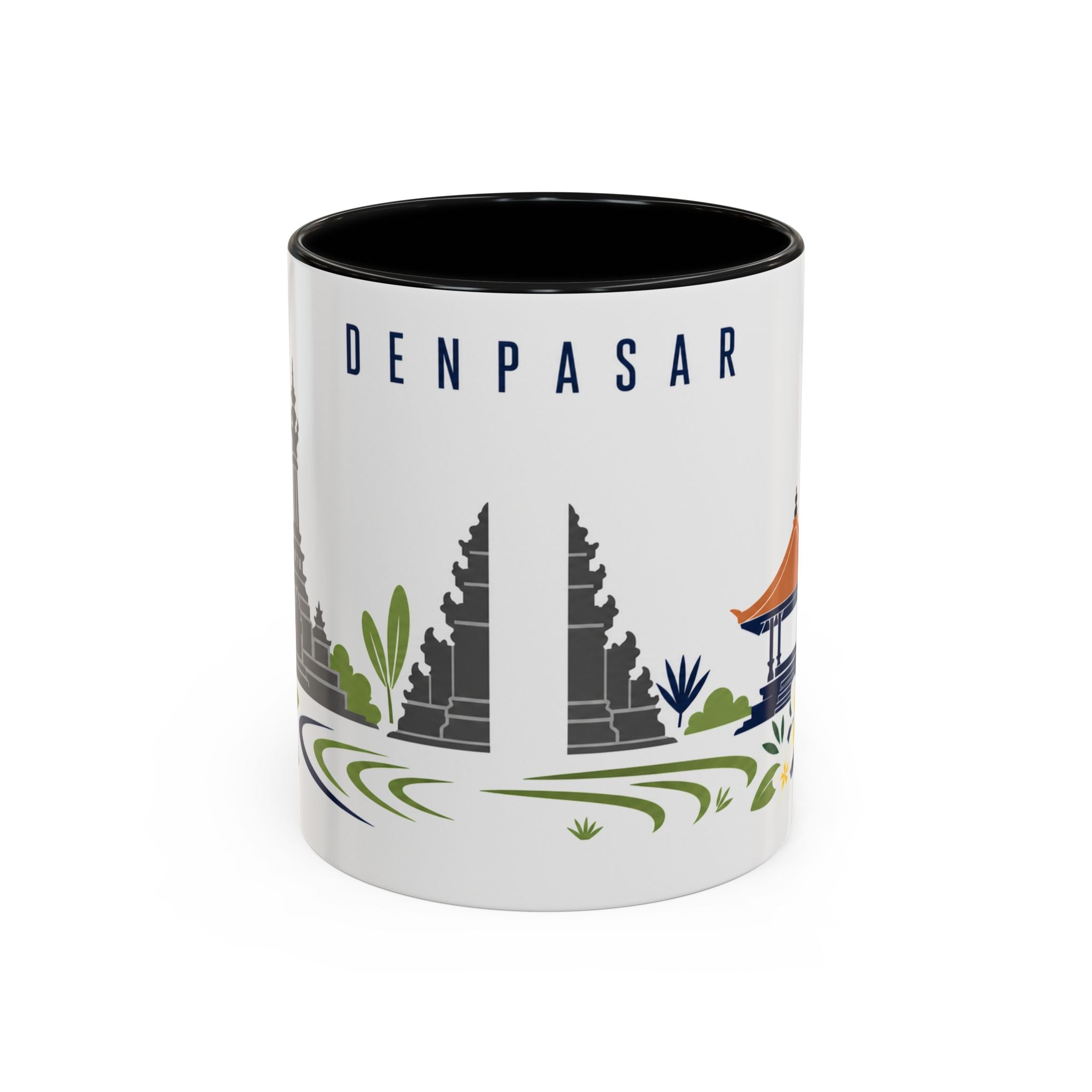 Denpasar Coffee Mug | Indonesia Travel Souvenir | Porcelain Decal City Gift | 11oz 15oz Accent Mug