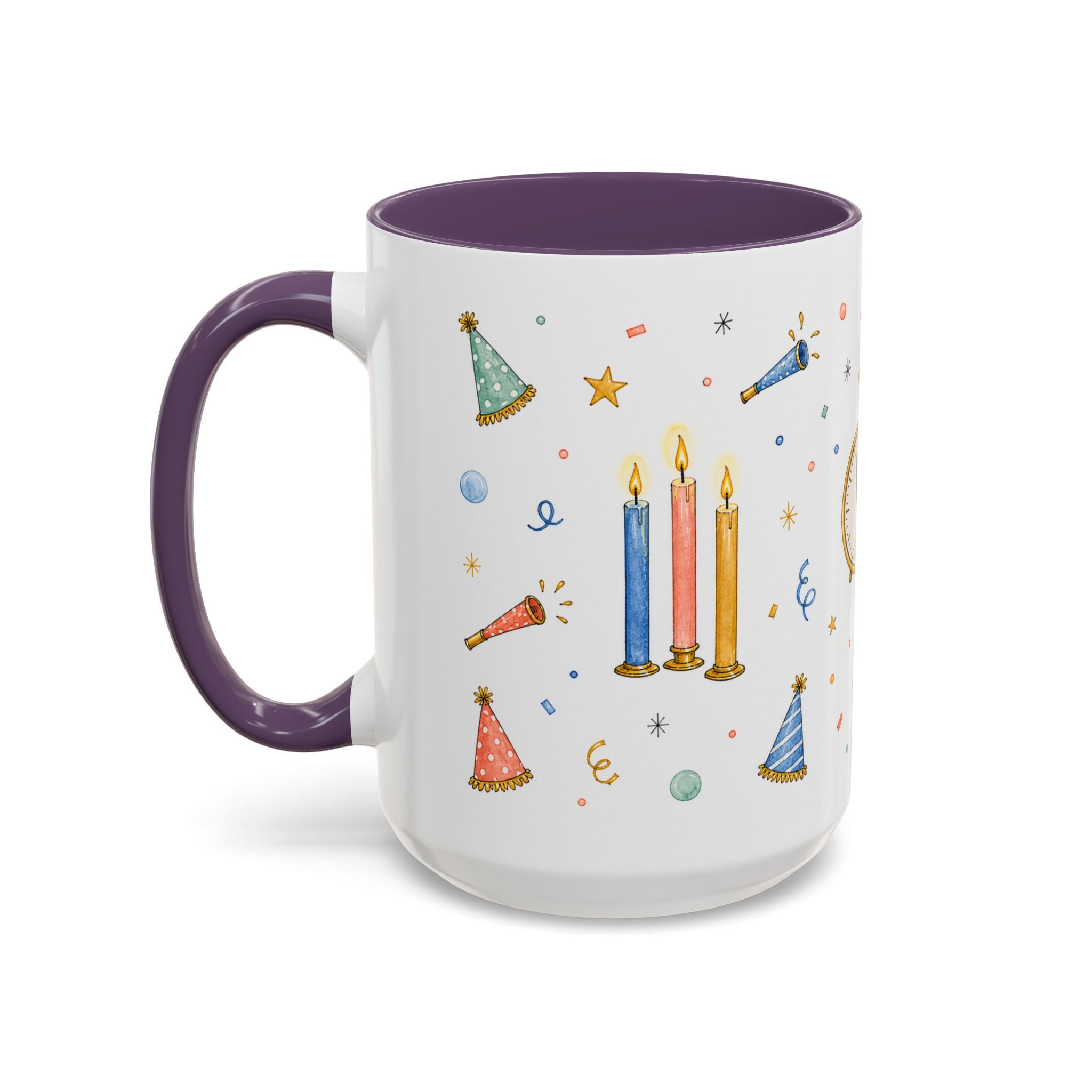 New Year Midnight Mug | Candle Firework Watercolor Party Gift | Accent Cup 11oz 15oz