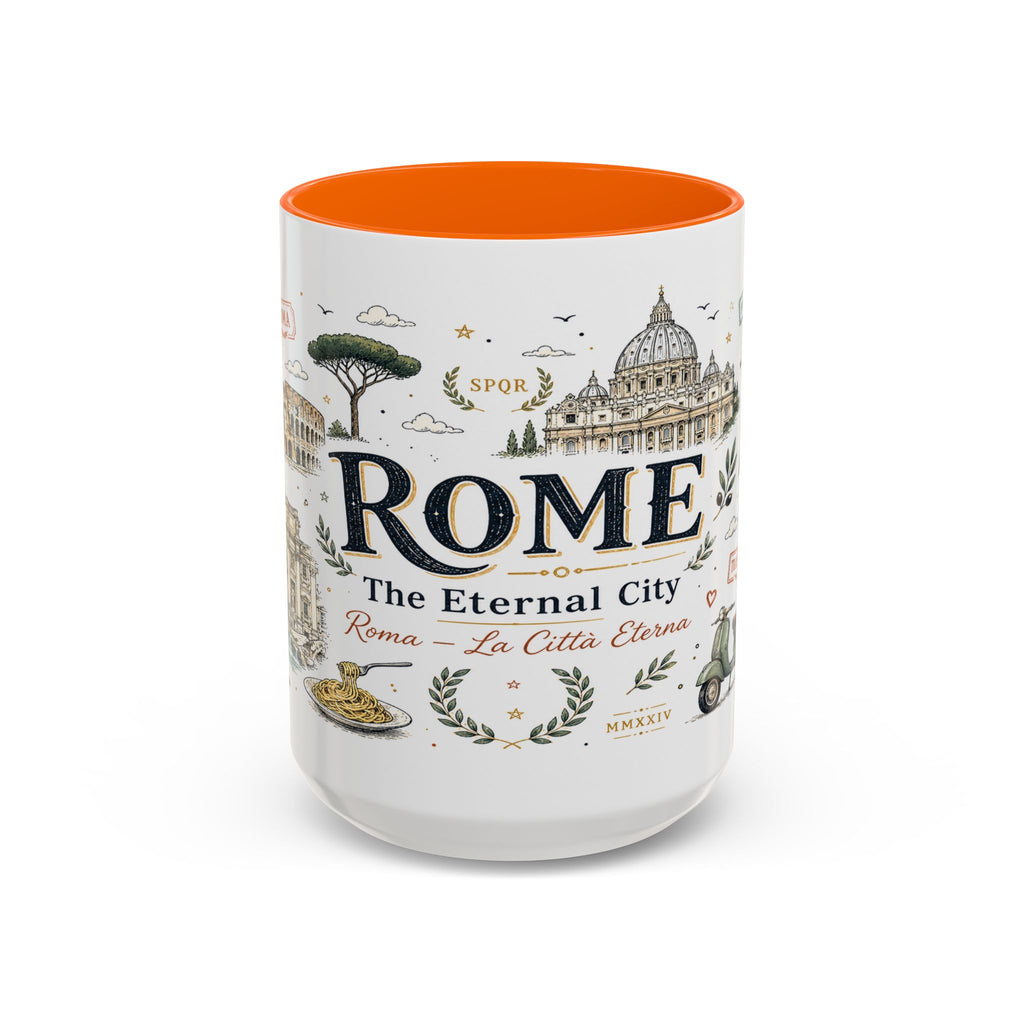 Rome Coffee Mug | Italy Souvenir Travel Gift | Accent Color Ceramic 11oz 15oz