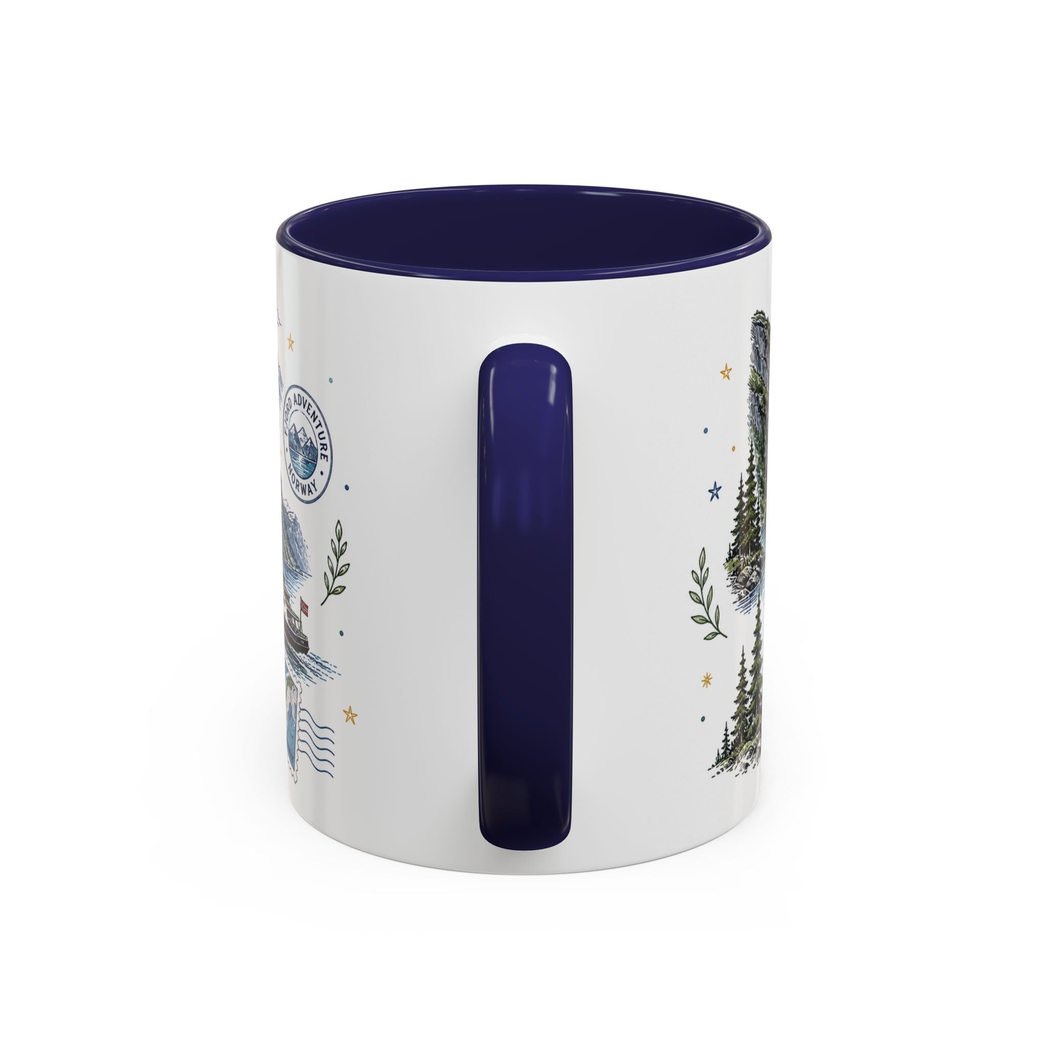 Norwegian Fjords Coffee Mug | Travel Destination Souvenir Gift | Accent Color Ceramic 11oz 15oz