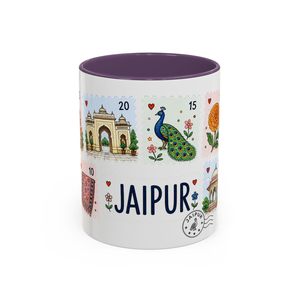 Jaipur Coffee Mug | Postage Stamp Collage Mug | Travel Souvenir Accent Cup 11oz 15oz