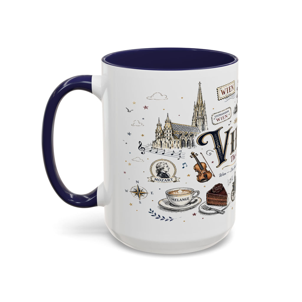 Vienna Coffee Mug | Austria Souvenir Travel Gift | Accent Color Ceramic 11oz 15oz
